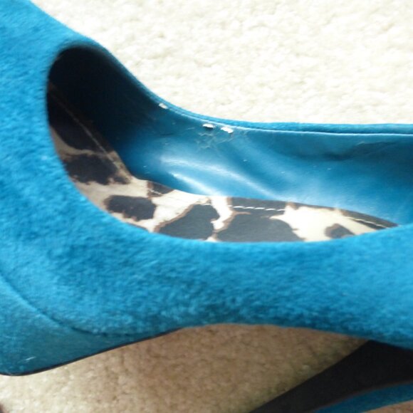 JESSICA SIMPSON dark teal faux suede platform pumps - Picture 9 of 14